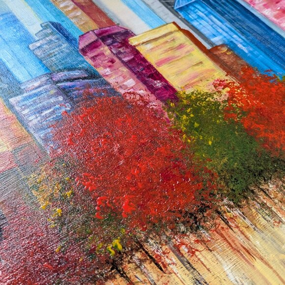 Original Colorful Acrylic Painting New York City Skyline From Central Park 30x24 - Picture 12 of 14